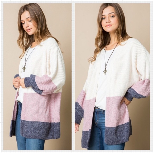 💗LAST ONE Chenille Color Block Cardigan. M/L - Picture 2 of 5